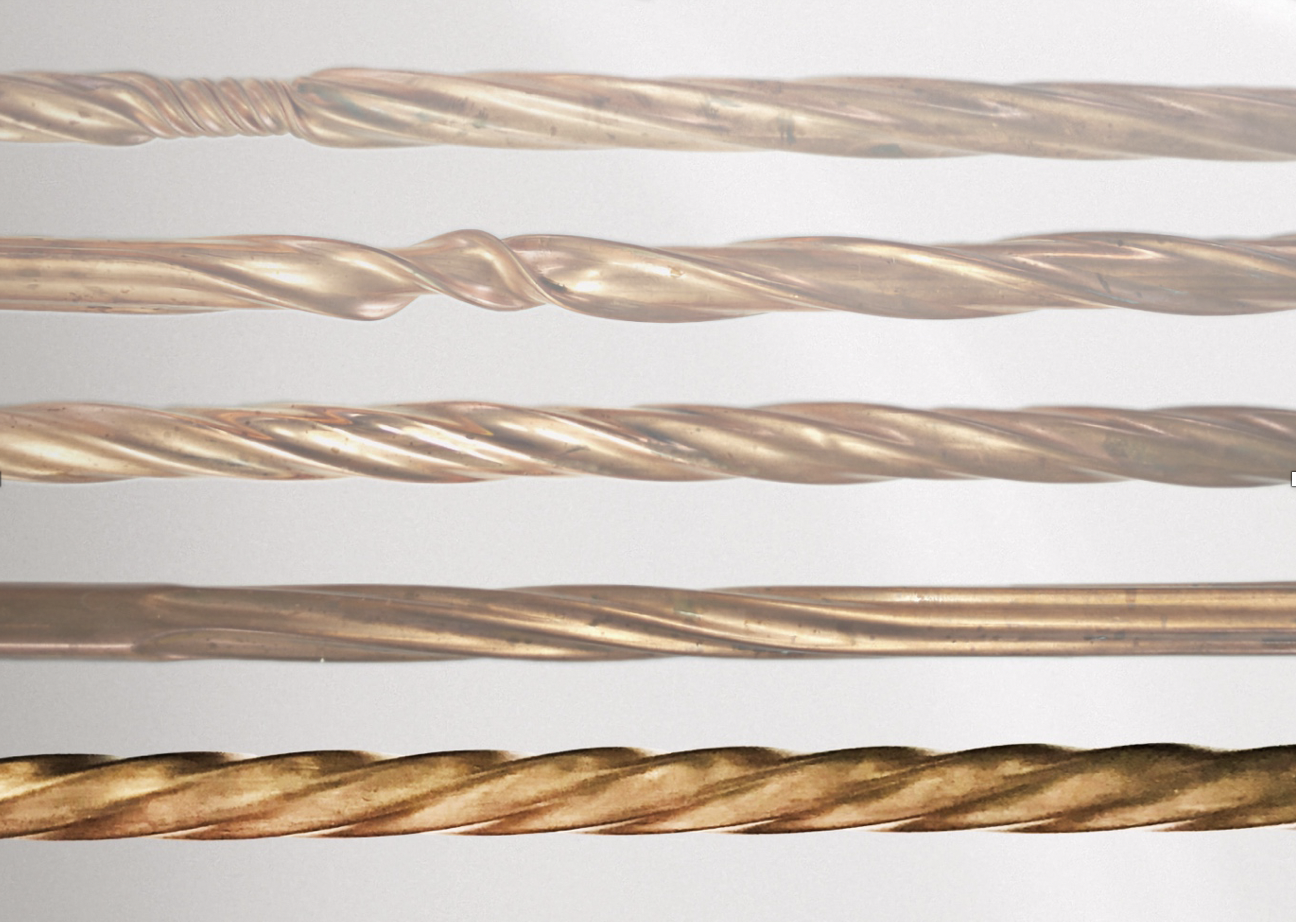 Twisted copper tubing - with several attempts to form the required shape 